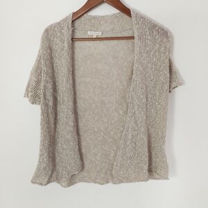 Eileen Fisher Linen Blend Short Sleeve Open Front Cardigan Size Large